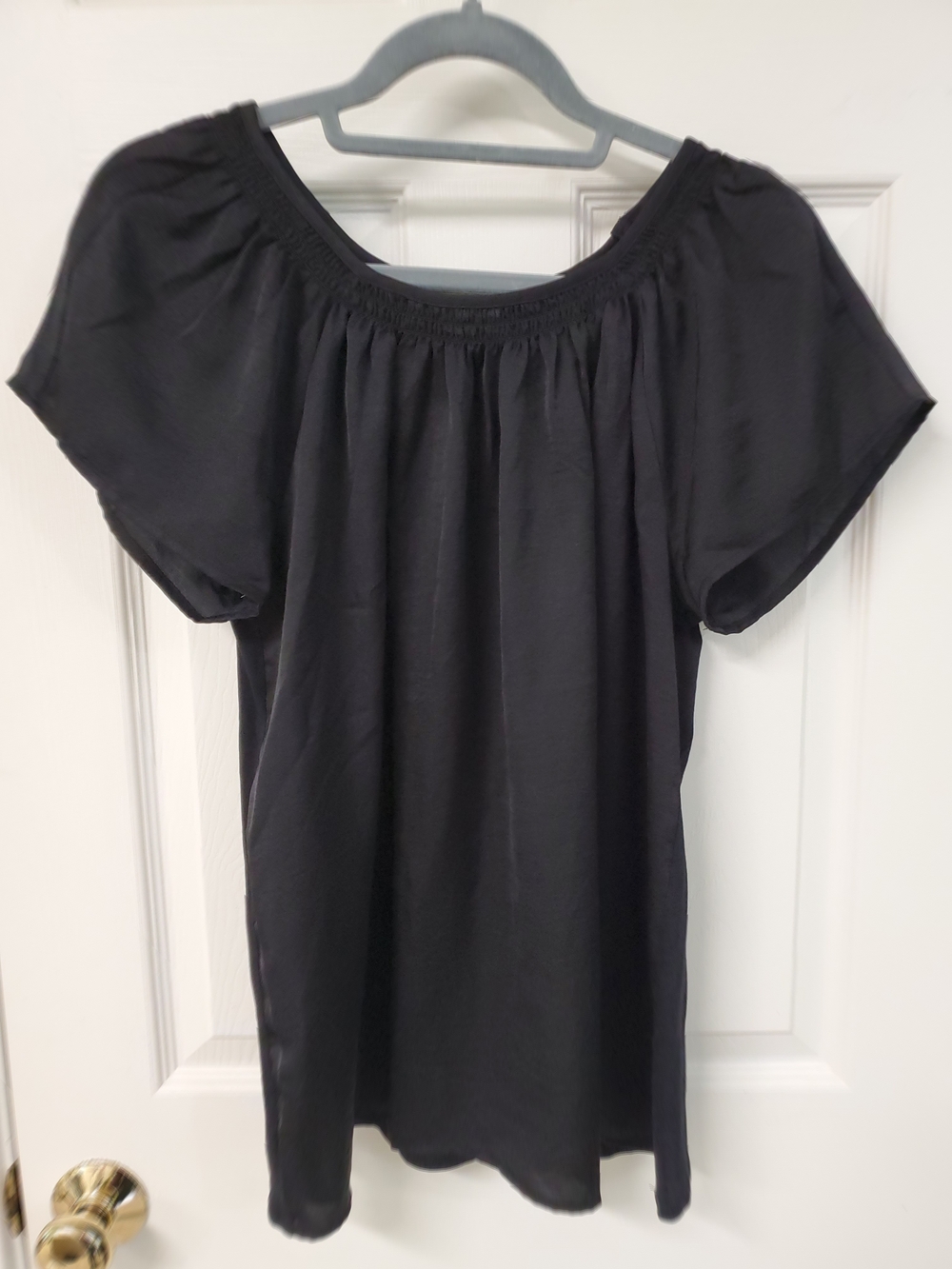 Loft Black Peasant Top - Short Sleeve